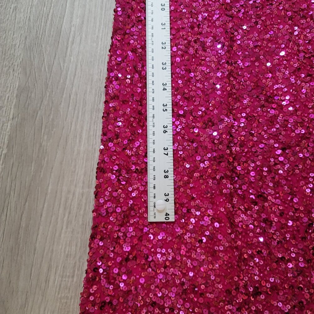 Scala Vintage Hot Pink 100% Silk Crystal Sequin Open Back Women's Gown | Size 4 - Picture 11 of 13
